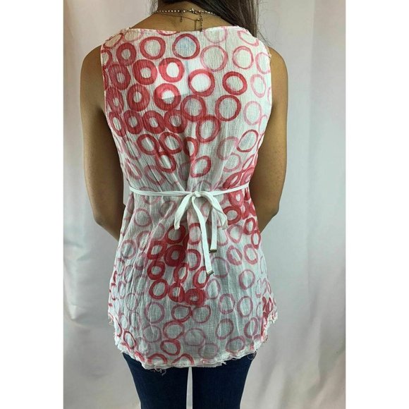 Trussardi Jeans Red & White Watercolor Circle Blou - Picture 2 of 4